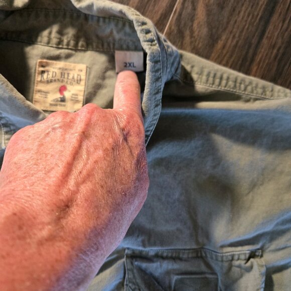 RED HEAD Men's 100% Cotton Olive Green Short-Sleeved Shirt SIZE 2X - Picture 5 of 7